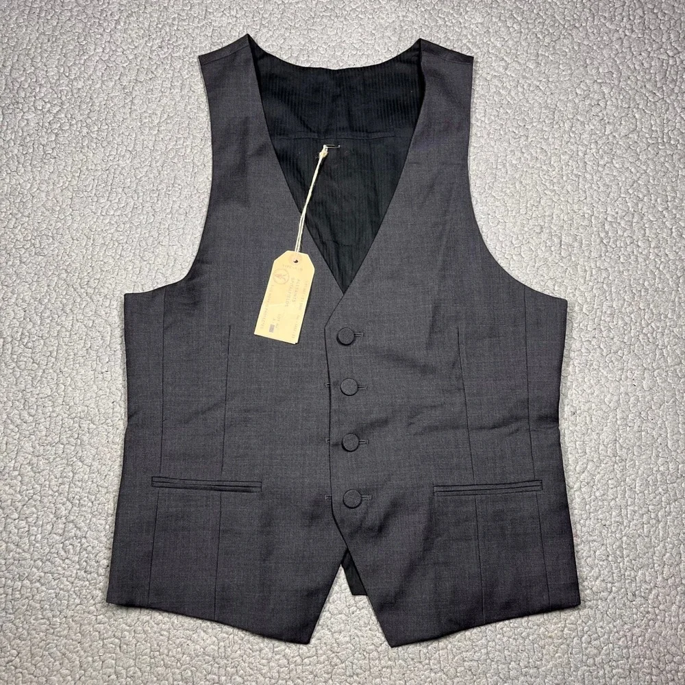 All Saints Wool Suit Vest Larson Waistcoat Mens 40 Charcoal Grey MWE528 NWT